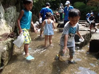 広島市森林公園 アユのつかみ取り