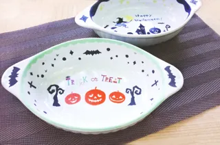 ハロウィン限定　陶芸絵付けメニュー「グラタン皿」