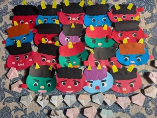 皆で何でもチャレンジ！鬼仮面作り＆豆まき