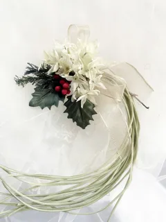 クリスマス1dayレッスン 布花 星形の白い花のリース