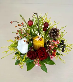 花育キッズ12月　みつろうキャンドルミニアレンジを作ろう