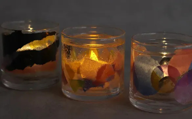 Making candle holders using Nebuta washi