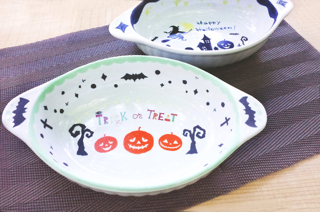 ハロウィン限定　陶芸絵付けメニュー「グラタン皿」