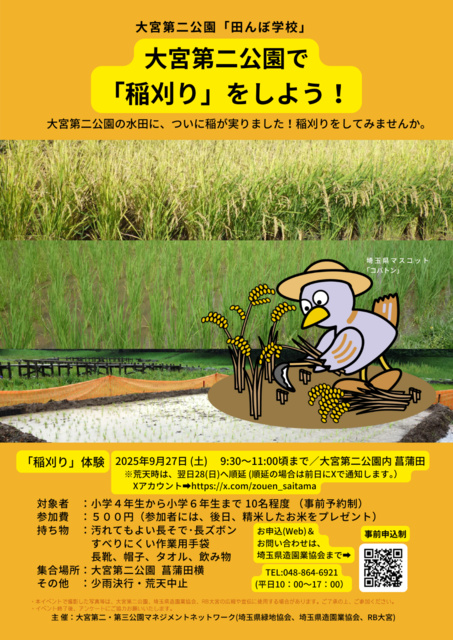 大宮第二公園で「稲刈り」をしよう！