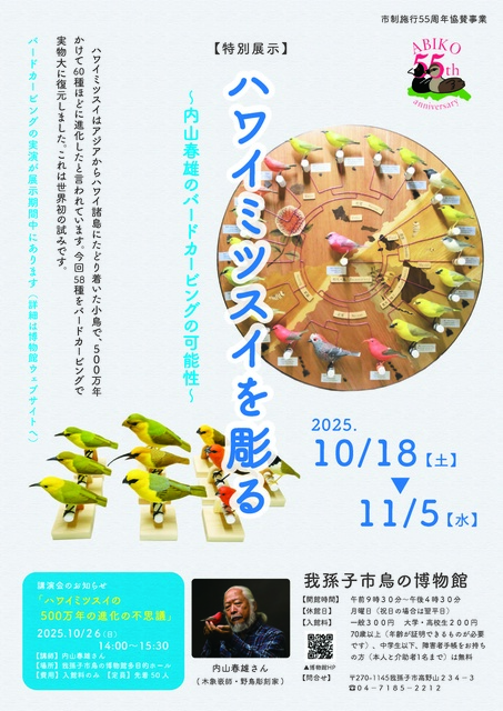 特別展示「ハワイミツスイを彫る～内山春雄のバードカービングの可能性～」