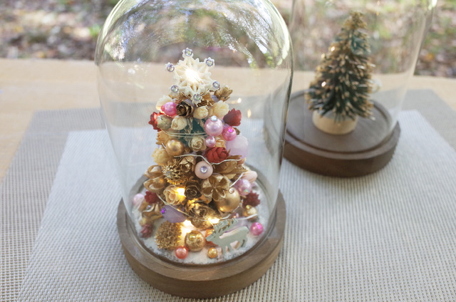 クリスマス限定 木工「LEDガラスドームツリー」