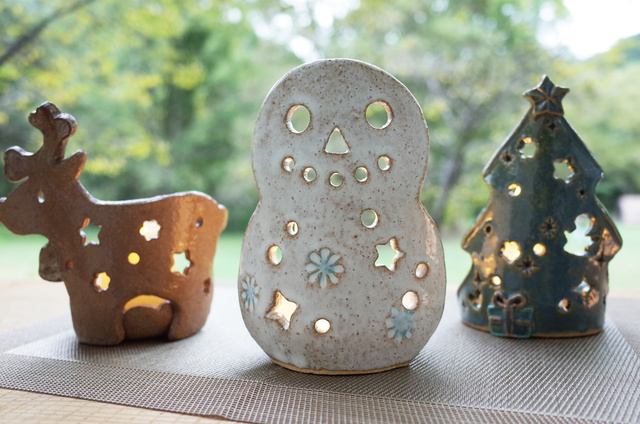 クリスマス限定 陶芸手びねり「陶器のクリスマスランプ」