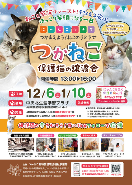 つかねこ譲渡会＆パネル展・チャリティーグッズ販売（1月）