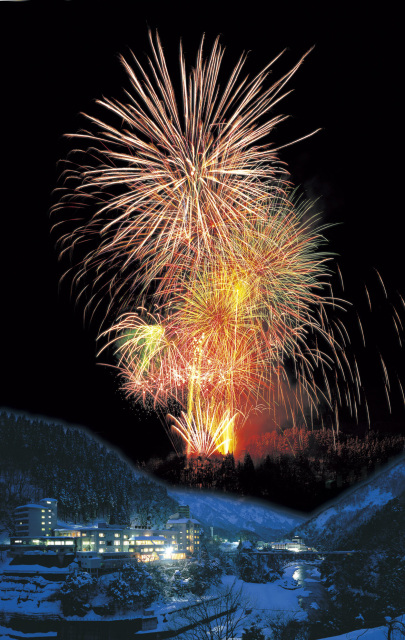 宇奈月温泉 冬物語「雪上花火大会」