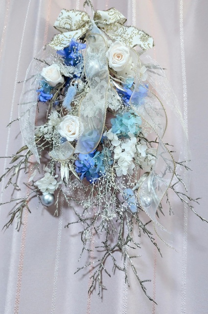 クリスマス1dayレッスン プリザーブドのクリスマススワッグ