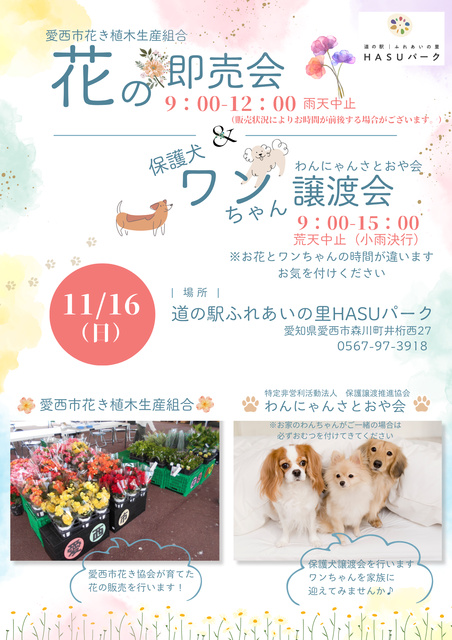 花の即売会&保護犬ワンちゃん譲渡会