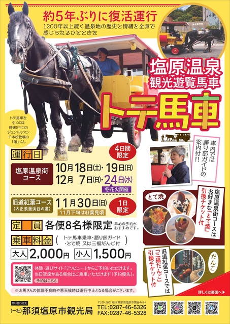 塩原温泉観光遊覧馬車　トテ馬車運行